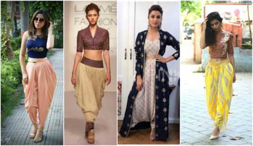 Dhoti with a Crop top or saree blouse