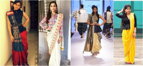 Peplum top with saree