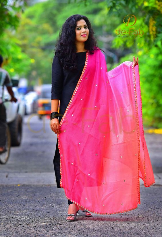 Black kurta with dupatta
