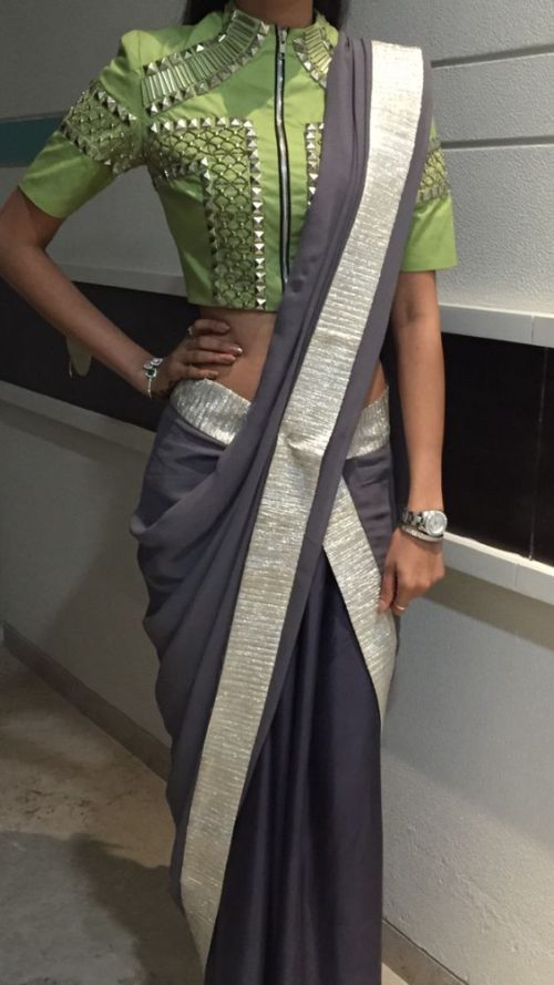 Half Saree Style with Lehenga and Dupatta