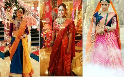 Half Saree with Lehenga