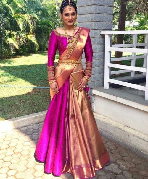 Half Saree Style with a Lehenga