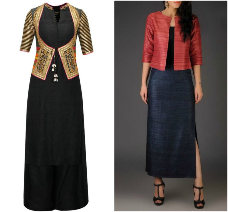 Black women kurta with waistcoat
