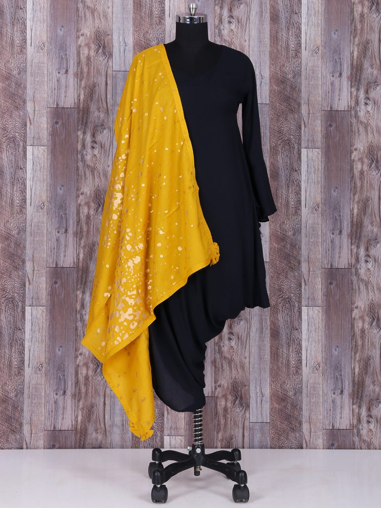 Plain black kurti with scarf