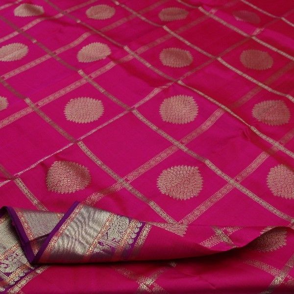 checks Kanjivaram silk saree design