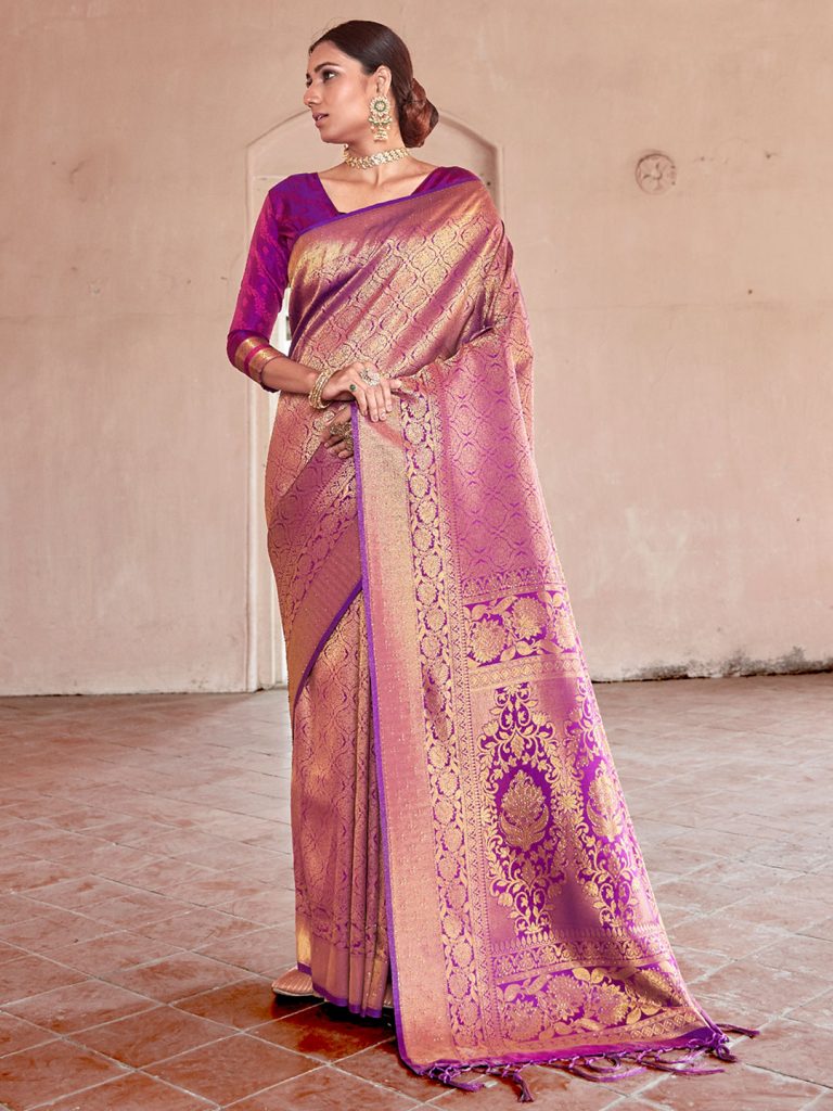 Purple Kanchipuram Silk Saree