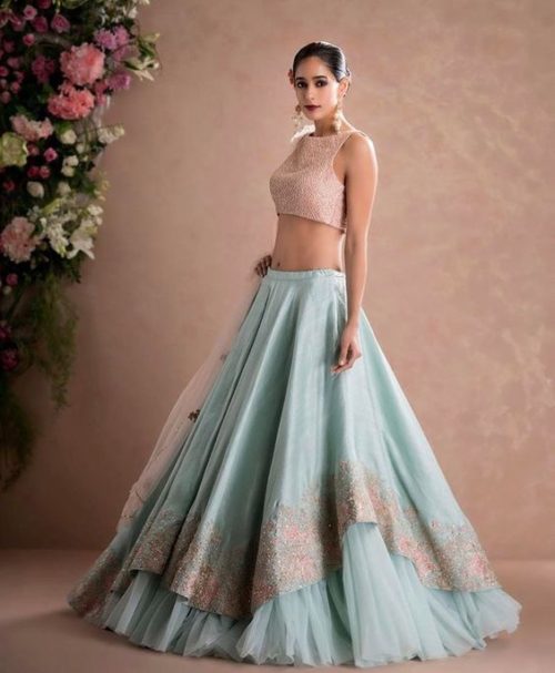 View more lehenga styles Layered Lehenga Choli styles for wedding