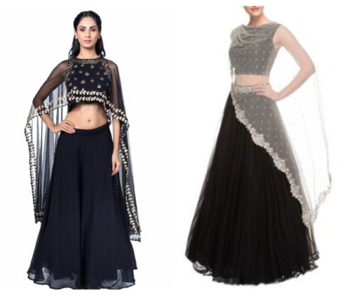 Jacket & Cape Black lehengas