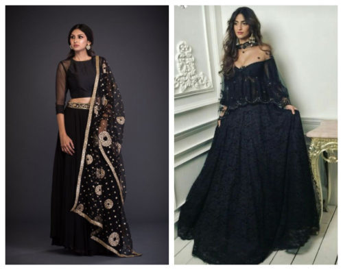 View more Black Lehenga black plain lehenga choli designs