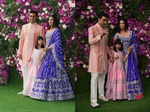 Abhishek Bachchan, Ashwariya and Aaradhya at Akash & Shloka Wedding
