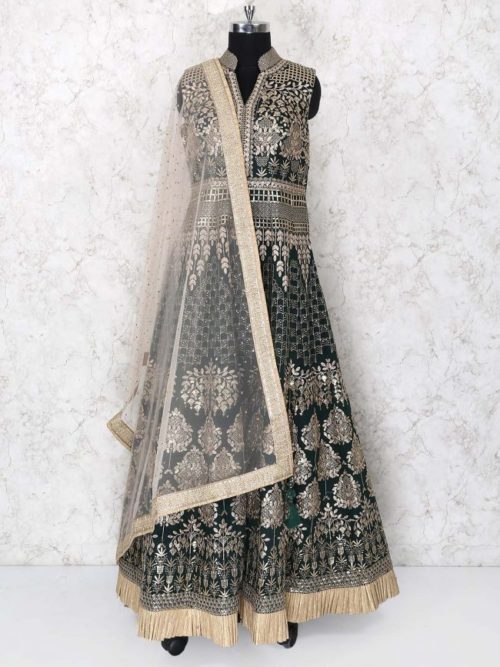 Dark green Colour Anarkali Salwar Suit
