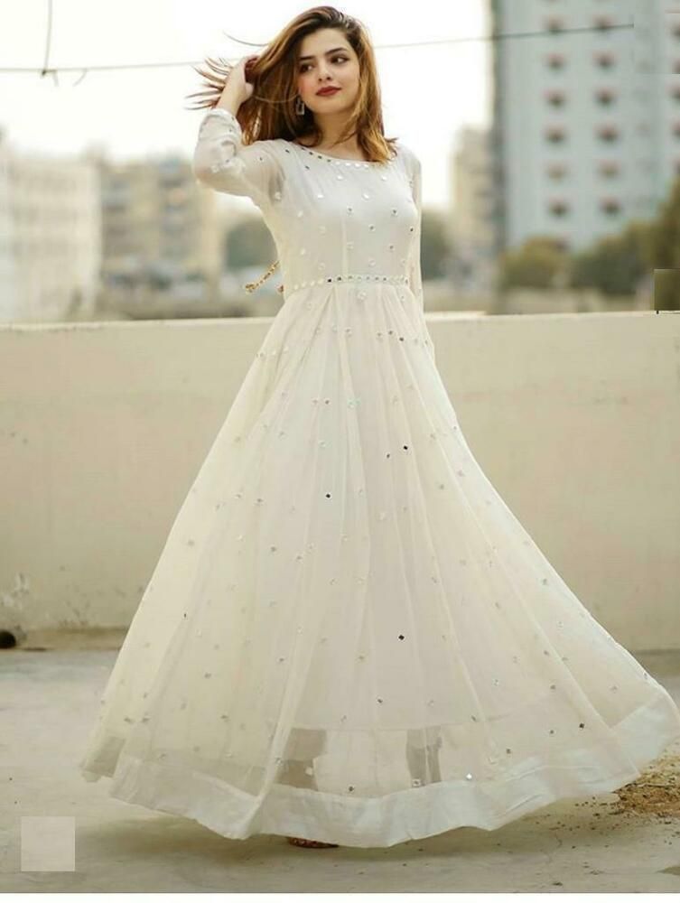 Latest off white anarkali suit