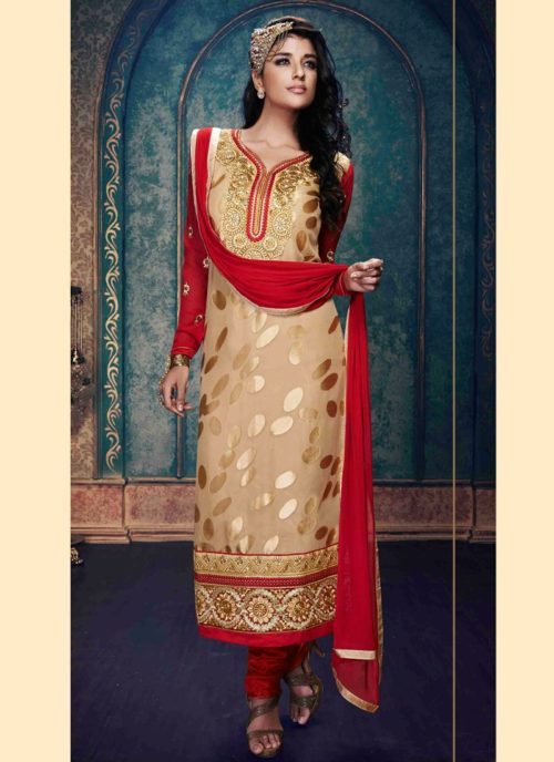 Beige Brasso Pakistani Salwar Suit