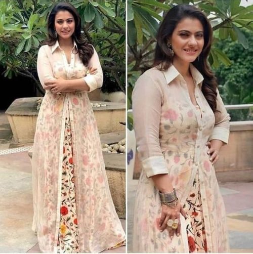 Kajol in Jacket Salwar Suit with Collar Neck Design