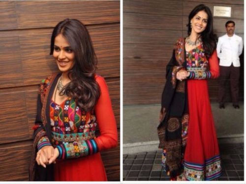 Celebs in Kutchi work Salwar Kameez Design