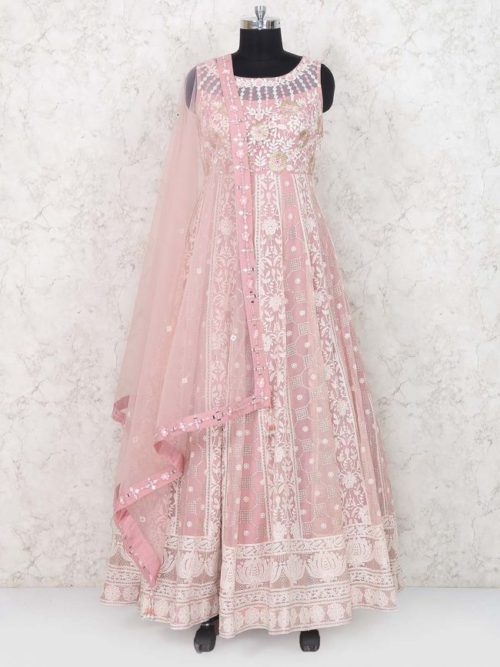 Pink lucknowi salwar suit