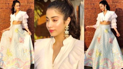 Jhanvi Kapoor in White Lehenga