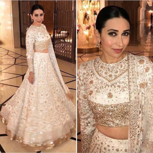 Karishma Kapoor in White Lehenga
