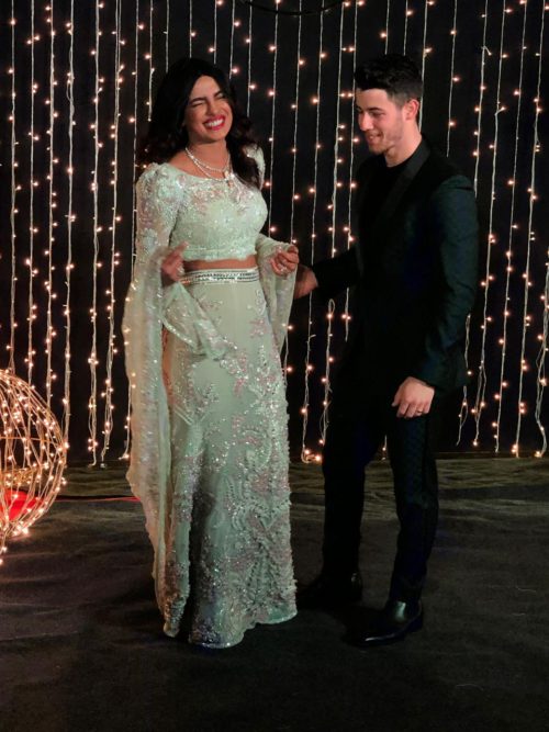 Priyanka Chopra Green lehenga for Reception Party