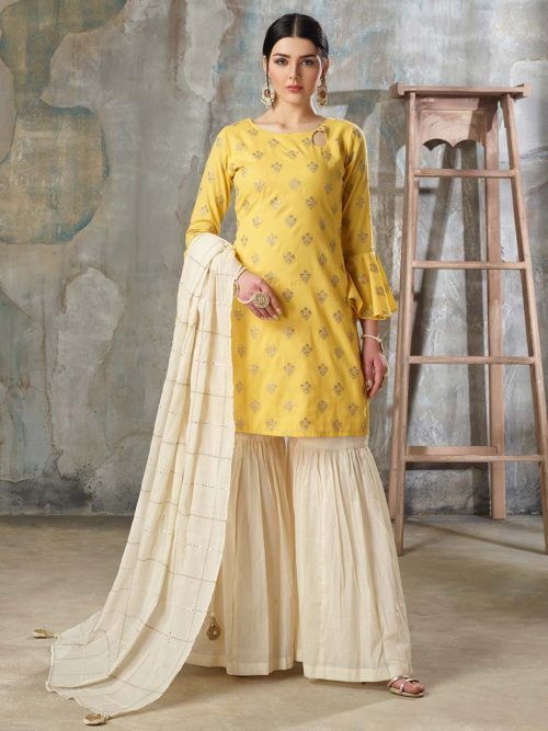 Yellow gharara salwar suit