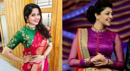 High neck blouse design for a sophisticated look