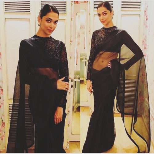 View more Saress Deepika Padukone in Black organza Saree