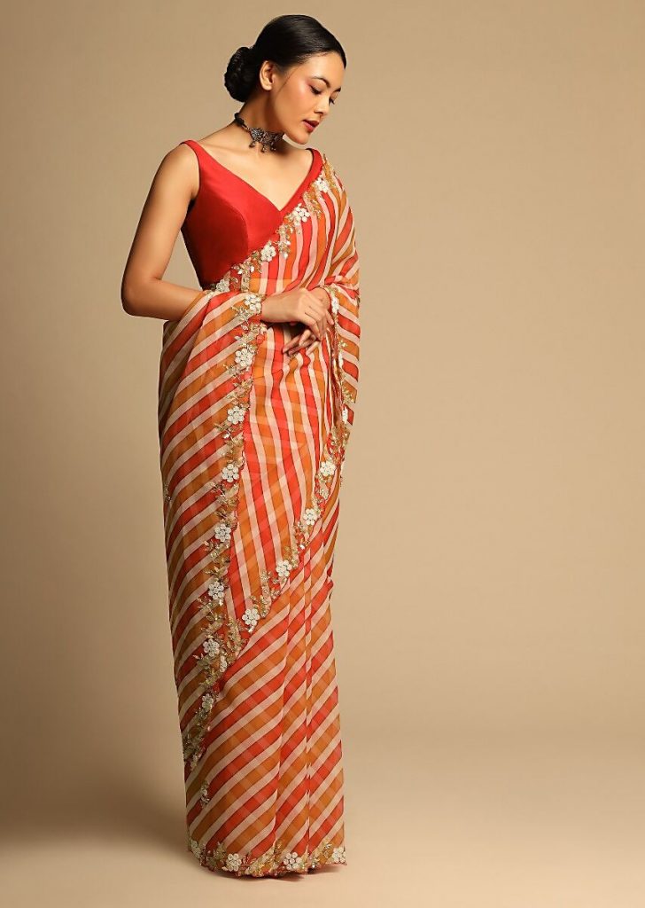 vertical stripe saree