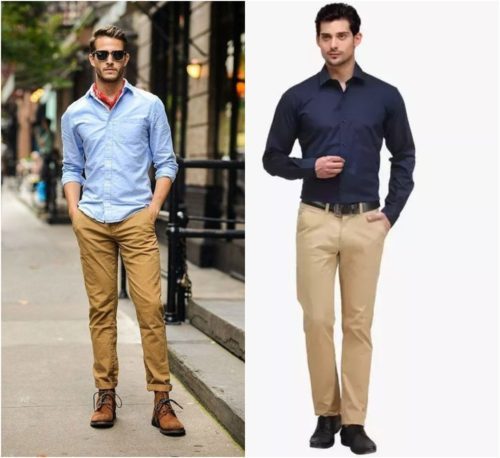 Versatile Blue shirt with khaki Bottom