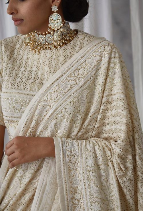 chikankari saree ideas,