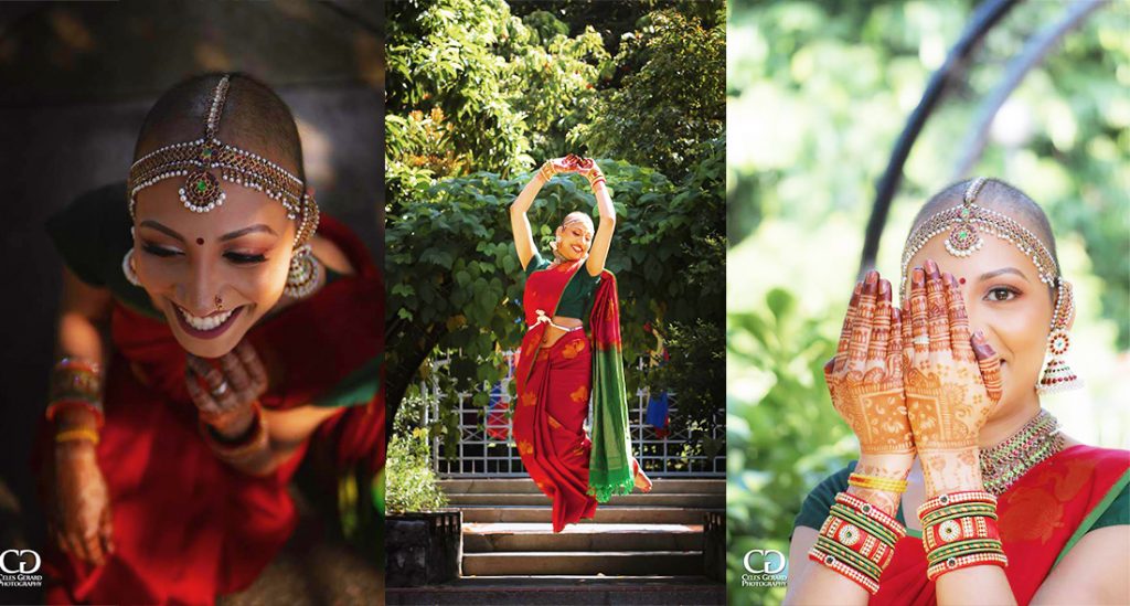 bald indian bride, indian bride bold photoshoot, bald bride photoshoot