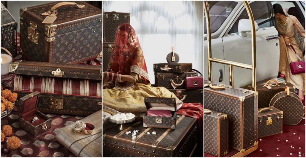louis vuitton wedding trunk, vogue wedding show 2019, indian bridal trunks, louis vuitton wedding bridal trunks