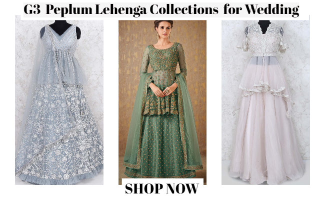 peplum blouse lehengas, lehengas for wedding