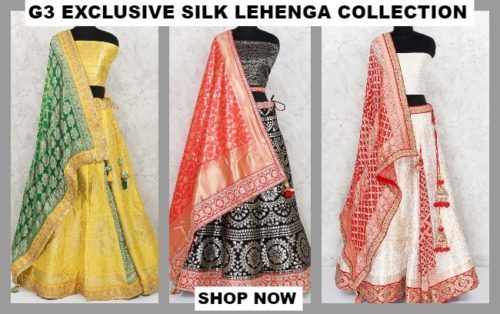View more G3+ Exclusive Silk Lehenga Collection G3+ Exclusive Silk Lehenga Collection