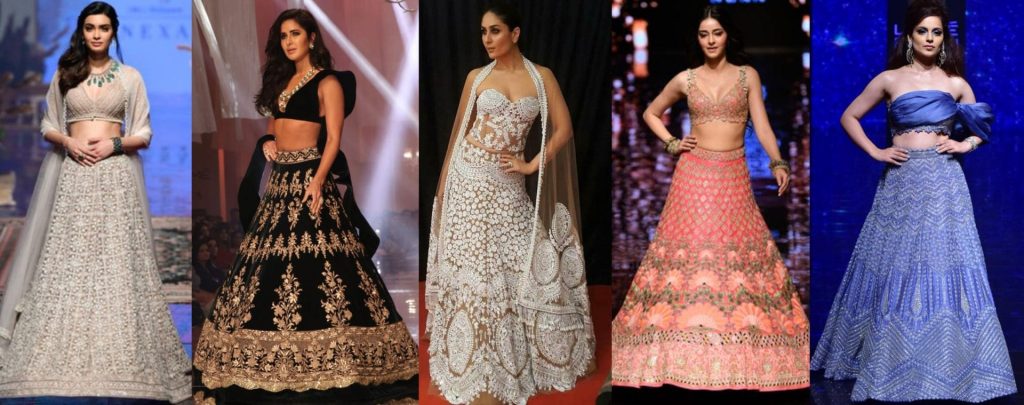 designer bridal lehenga choli online, lakme fashion week 2019 lehenga collections