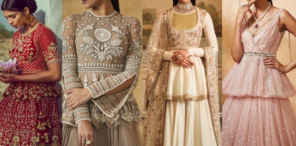 peplum choli style blouses, peplum blouses, peplum lehenga designs