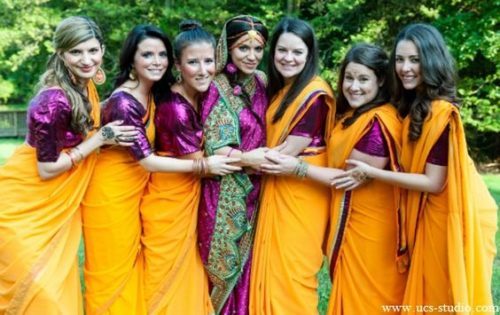 Bridesmaids Yellow Saree