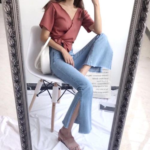 bell bottom jeans with slits