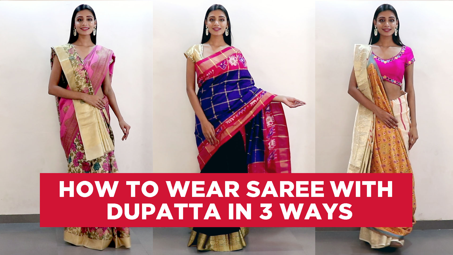 saree with dupatta draping, saree and dupatta styles, how to wear dupatta with saree