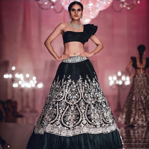 Black embroidered lehenga