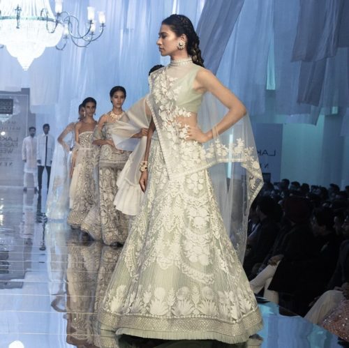 Olive Green Net Lehenga