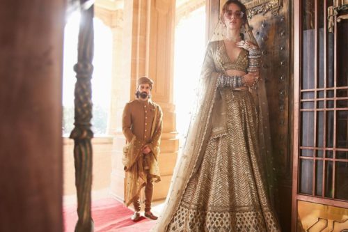 The Crystal Golden sabyasachi lehenga