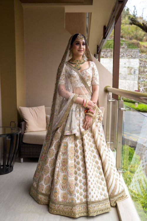 Gold and Ivory lehenga color combination