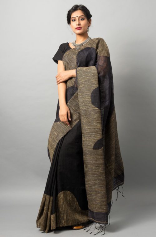 Maradaka silk (Matka silk) black saree kerala