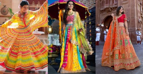 Multicolor lehenga for pre-wedding