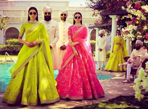 neon sabyasachi lehenga