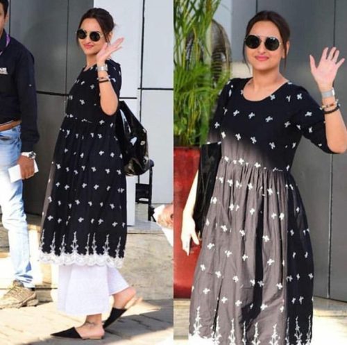 Click to shop designer palazzo set black and white printed salwar kameez