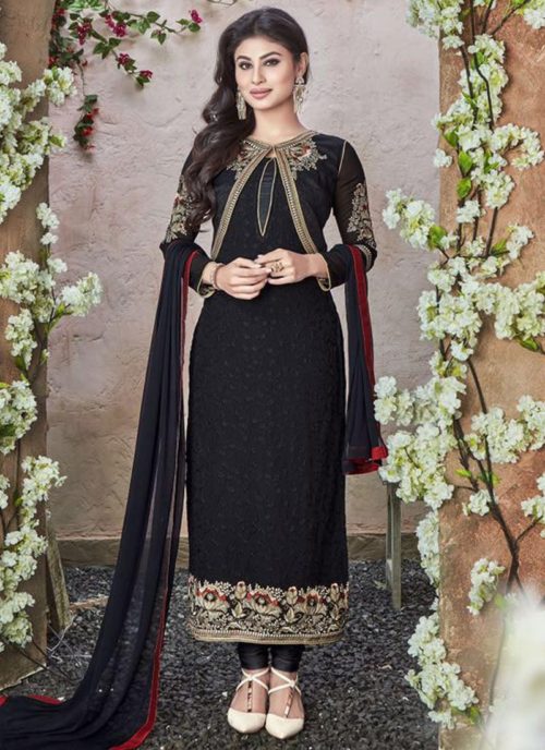 jacket style black salwar suit