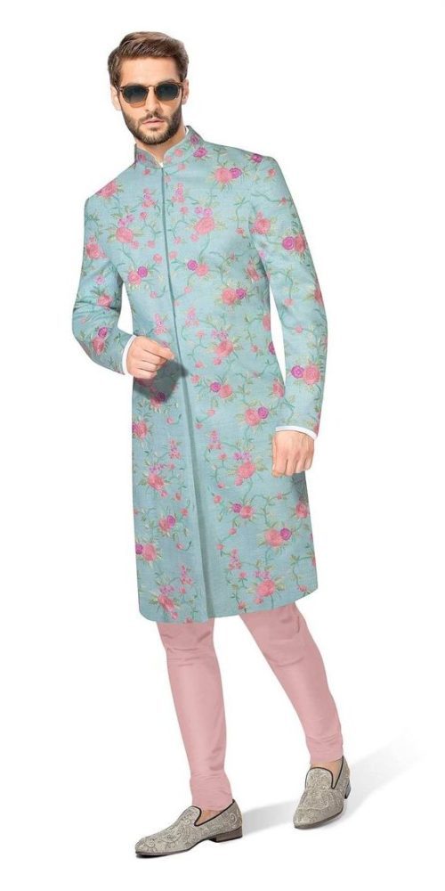 mens mehendi floral kurta