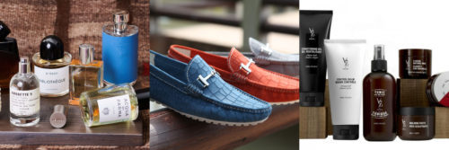 Perfumes, shoes, hair gel