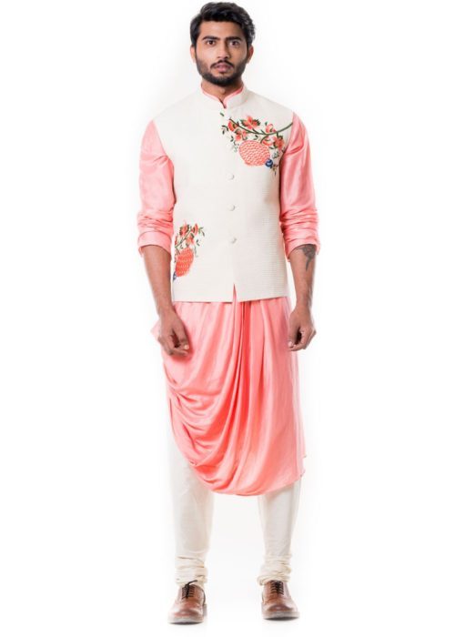 Cowl kurta for men in mehendi